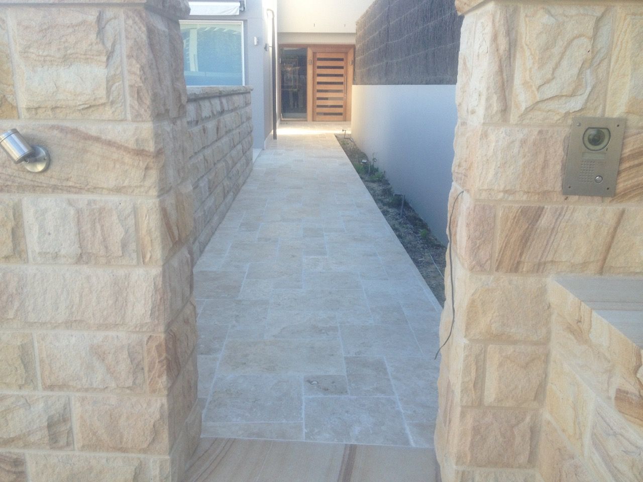 Stone pillars and walkway — Mega Stoneworks, Sydney