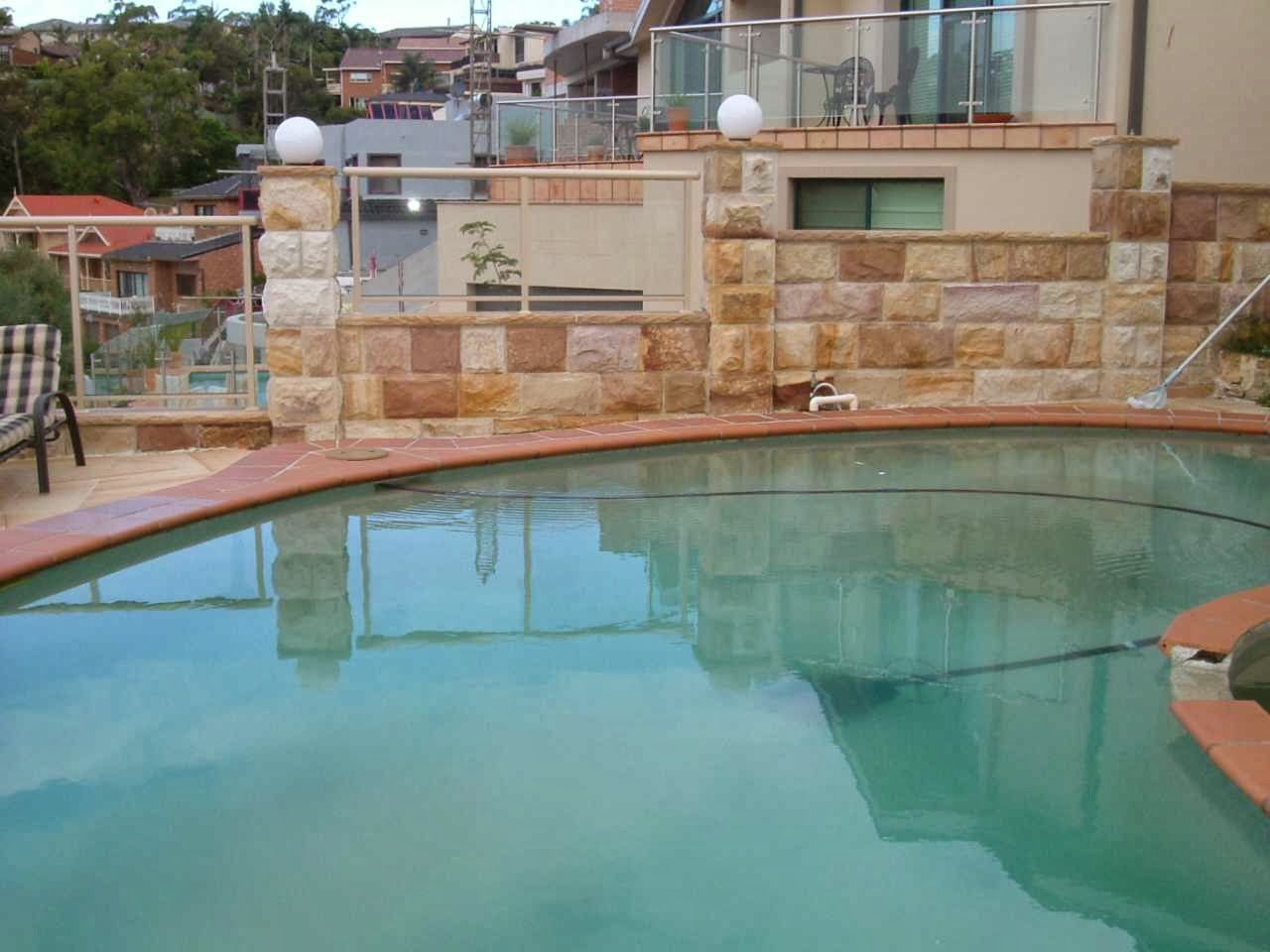 Pool surround and stone wall — Mega Stoneworks Sydney